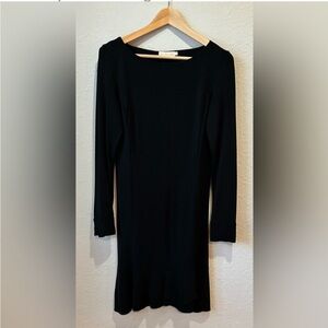 Tory Burch Bateau Neckline, Mini Black Dress, Gold Logo Buttons, Size Small